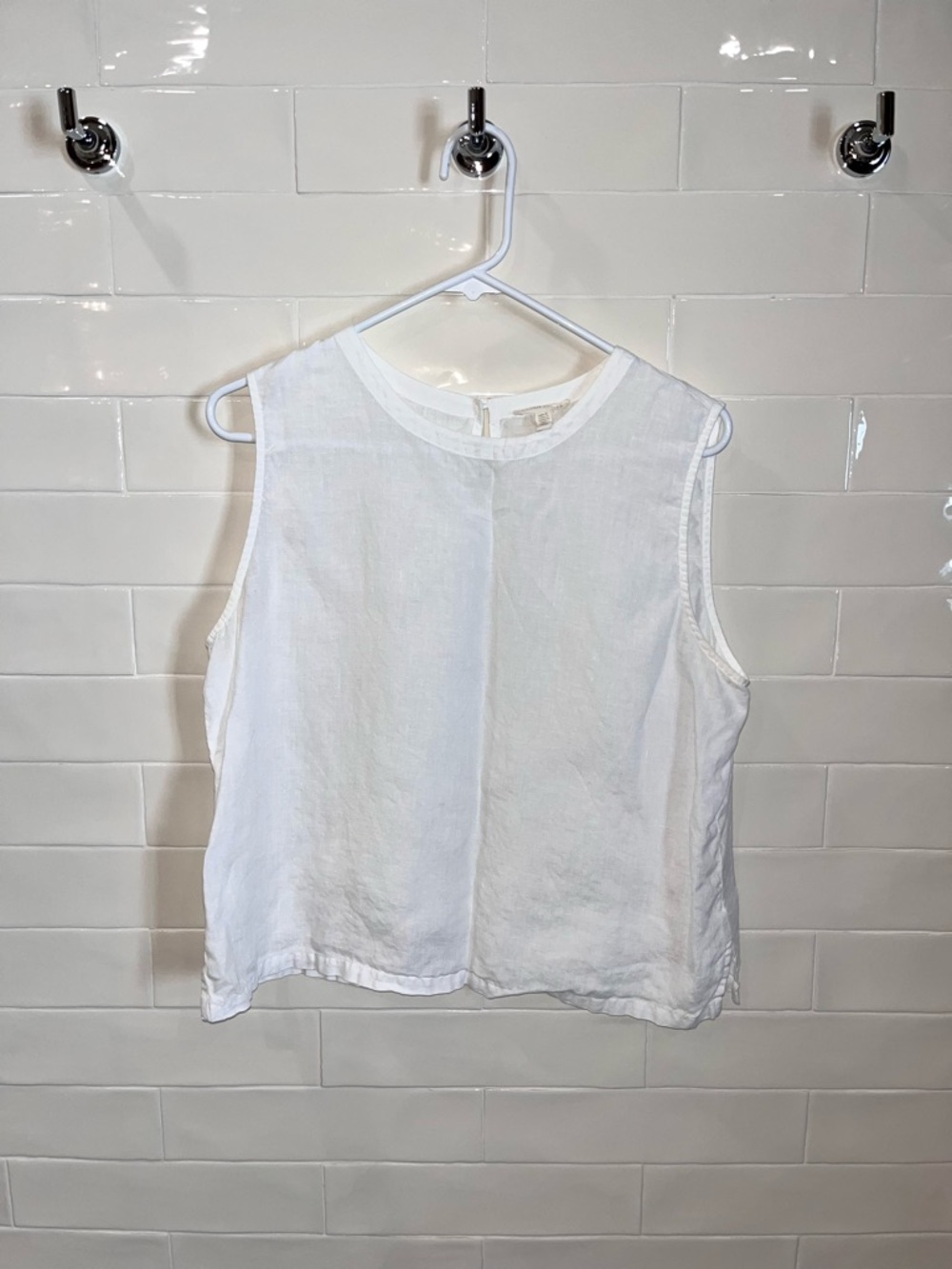 Eileen Fisher White Linen Shell Tank Sz Medium - Picture 2 of 6